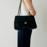 Chanel V-Stitch Turnlock Shoulder Bag