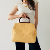 Rare Chanel Straw Bag with Wooden Handles