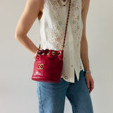 Rare Chanel Gabrielle CC Bucket Bag in Red