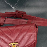 Rare Chanel Chevron Belt Bag in Burgundy