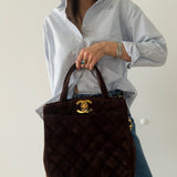 Chanel Suede Turnlock Tote