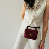Rare Chanel Chevron Belt Bag in Burgundy