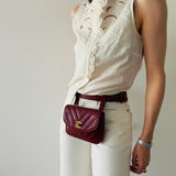 Rare Chanel Chevron Belt Bag in Burgundy