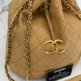 Rare Chanel Gabrielle Bucket Bag in Beige