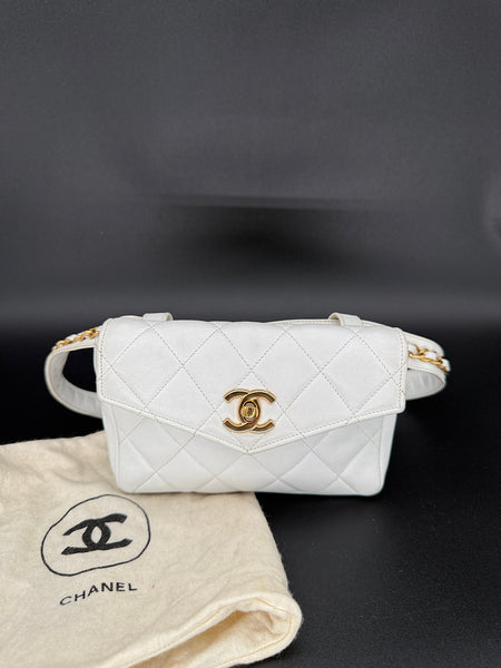 Chanel Matelasse Belt Bag in White