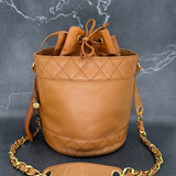 Chanel Coco Mark Caviar Bucket Bag in Caramel