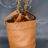 Chanel Coco Mark Caviar Bucket Bag in Caramel