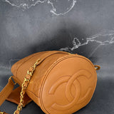 Chanel Coco Mark Caviar Bucket Bag in Caramel
