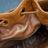 Chanel Coco Mark Caviar Bucket Bag in Caramel