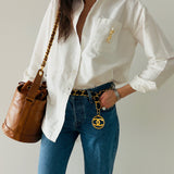 Chanel Coco Mark Caviar Bucket Bag in Caramel