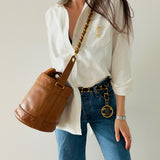 Chanel Coco Mark Caviar Bucket Bag in Caramel