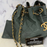 Rare Chanel Gabrielle Bucket Bag in Green