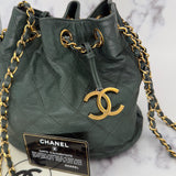 Rare Chanel Gabrielle Bucket Bag in Green