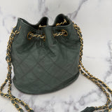 Rare Chanel Gabrielle Bucket Bag in Green