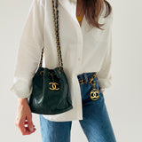 Rare Chanel Gabrielle Bucket Bag in Green