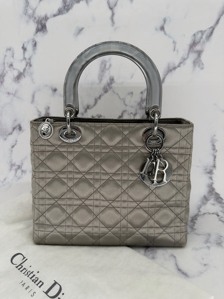 Rare Dior Medium Lady Dior in Pearl Grey
