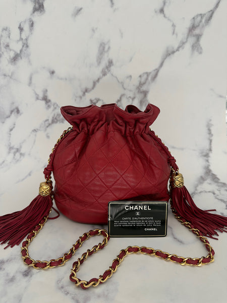 Chanel Matelasse Bucket Bag in Red