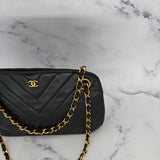 Chanel Double Chain Chevron Kisslock Bag