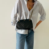 Chanel Double Chain Chevron Kisslock Bag