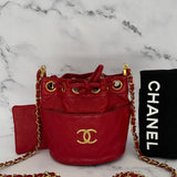 Rare Chanel Mini Gabrielle Bucket Bag in Red