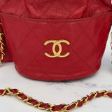 Rare Chanel Mini Gabrielle Bucket Bag in Red