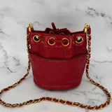 Rare Chanel Mini Gabrielle Bucket Bag in Red