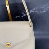 Rare Chanel Kelly Bag in Cream Caviar Leather