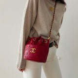 Rare Chanel Mini Gabrielle Bucket Bag in Red
