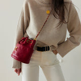 Rare Chanel Mini Gabrielle Bucket Bag in Red