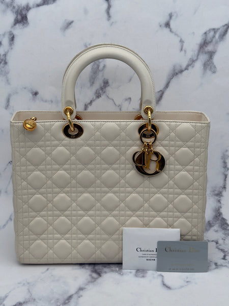 Dior Large Lady Dior in Cream Color