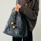 Chanel Triple Coco Caviar Drawstring Bag