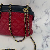 Chanel CC  Matelasse Shoulder Bag in Red and Navy