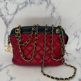 Chanel CC  Matelasse Shoulder Bag in Red and Navy