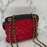 Chanel CC  Matelasse Shoulder Bag in Red and Navy