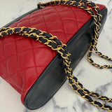 Chanel CC  Matelasse Shoulder Bag in Red and Navy