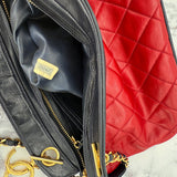 Chanel CC  Matelasse Shoulder Bag in Red and Navy