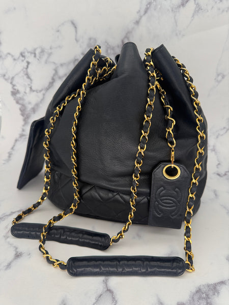 Rare Chanel Gabrielle Bucket Bag in Navy
