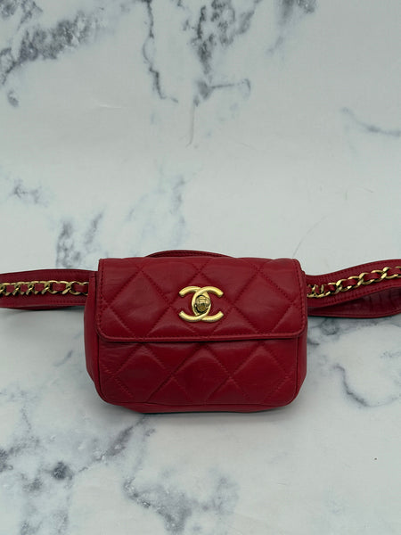 Chanel Matelasse Belt Bag in Red