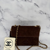 Rare Chanel Brown Suede Crossbody Bag