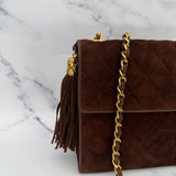 Rare Chanel Brown Suede Crossbody Bag
