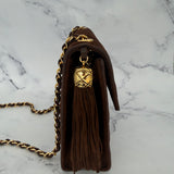 Rare Chanel Brown Suede Crossbody Bag