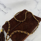 Rare Chanel Brown Suede Crossbody Bag
