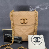 Rare Chanel Turnlock Crossbody Bag in Beige