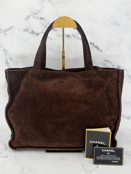 Chanel Chocolate Brown Suede Shopper