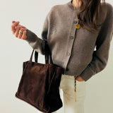 Chanel Chocolate Brown Suede Shopper
