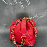 Rare Chanel Drawstring Bag in Red