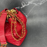 Rare Chanel Drawstring Bag in Red