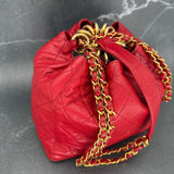 Rare Chanel Drawstring Bag in Red