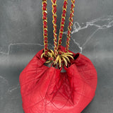 Rare Chanel Drawstring Bag in Red