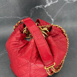 Rare Chanel Drawstring Bag in Red